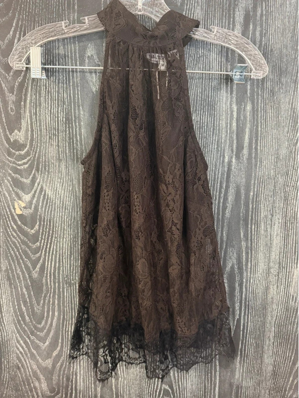 Walter Baker brown lace high neck top - M